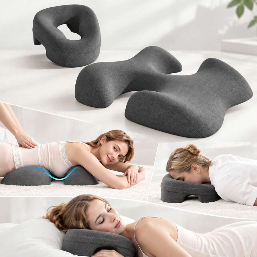Ergonomic Memory Foam Headrest And Back Pillow, Skin-Friendly Removable Cover, Beauty Salon SPA Massage Back Pillow, Suitable For Living Room, Bedroom, Office, Outdoor, Car And Other Home Decor, Perfect Gift For Family And Friends - U-shaped Pillow - View 1