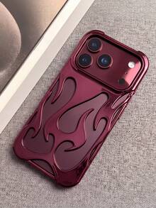 1PC Flame Fire Heat Dissipation Design Compatible With IPhone 18 17 16 15 14 13 12 11 Pro Max Plus Electroplated Glossy, Hollow-Out Style - Cherry Red - View 2