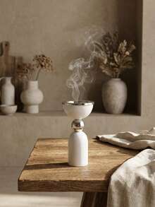1pc Metal Incense Burner, Modern White & Silver Incense Holder Suitable For Entryway Console Display, Exotic Cafe Decor, Cultural Events, Holiday Gifts, Wedding Ambiance, Backyard Gatherings, Home Fragrance Use - Multicolor - View 7