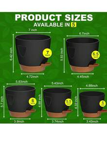 5pcs Set Minimalist Plastic Planters, Breathable Thickened Planting Pots For Home Balcony Green Plants And Succulents - A - View 6