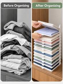1/4/20pcs Stackable Clothing Storage Folding Boxes, Plastic Shirt T-Shirt Organizer Boxes, Space-Saving Compact Closet Storage System, Wardrobe Drawer Home Storage Organizer Boxes - Multiple Styles and Colors - View 9