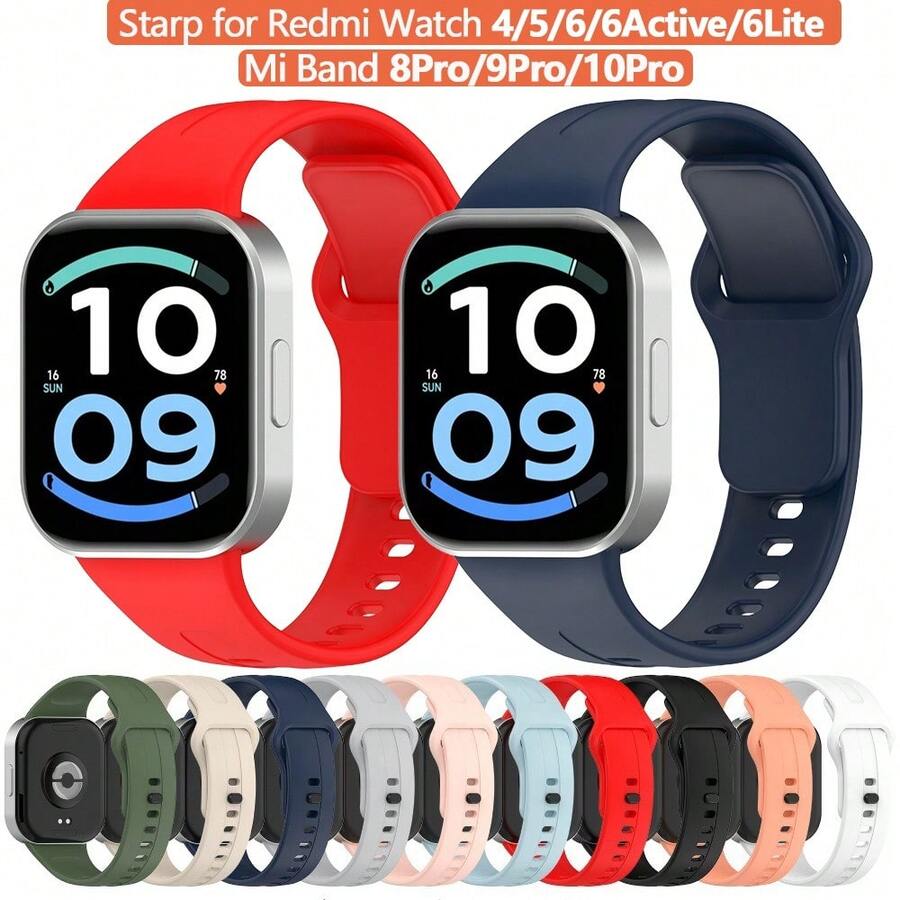 Silicone Watch Band Soft Bracelet Strap Compatible With Redmi Watch 6 Active/Lite 6 5 4 Compatible With Xiaomi Band 8Pro 9Pro 10Pro Daily Wrist Strap - one-size - View 1
