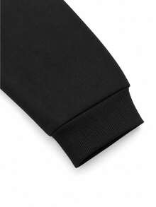 Men's Spring/Autumn Casual Daily Commute Minimalist Versatile Fitted Crew Neck Sweatshirt - Black - View 6