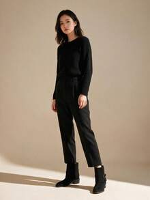 Buckle Strap Suede Mid-Calf Boots, Plus Size Wide Toe Vintage Casual Women's Ankle Boots - Black - View 2