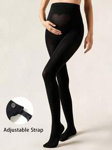 1pc Adjustable Maternity Leggings, Black High Waist Belly Support Pants, Suitable For Office Commute, Long Top Matching, Prenatal Checkup, Daily Walking - Multicolor - View 16