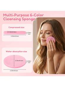 10pcs Facial Sponges For Washing Face Mix Pack Compressed Sponges Facial Individually Packaged - Pink - View 2
