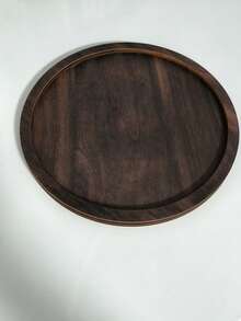 1pc Vintage Wooden Decorative Tray, Round Candle Holder Base, Farmhouse Tabletop Storage Tray, Suitable For Holiday, Birthday, Party Decoration - Brown - View 6