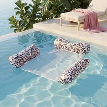 Leopard Print 3‑Tube Inflatable Water Hammock Pool Float, Adult Mesh Floating Lounge Chair, Thick PVC Portable Water Floater For Pool Beach Summer Relax - Multicolor - View 4