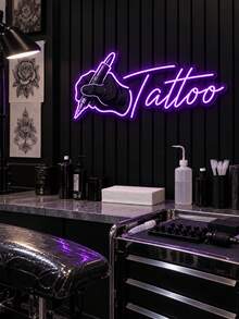 1PC Personalized Tattoo LED Neon Light, Custom Text Purple Wall Light With Hand Holding Tattoo Pen Design, USB Powered Neon Wall Decor For Tattoo Studio, Tattoo Shop, Beauty Salon, Artist Workspace & Gift - Multi-color 1 - View 5