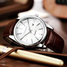 CHRONOS Men's Classic Stylish Watch Genuine Leather Strap, Calendar, Waterproof, Luminous Quartz Watch. Ideal For Outdoor, Casual, - CH1303H - View 9