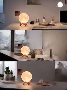 Moon LED Rechargeable Table Lamp, Smart Remote Control 16 Colors Decorative Bedroom Room Light Creative Birthday Valentine's Day Gift, For Halloween, Christmas, And Thanksgiving Celebrations - Multicolor - View 12