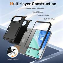 CteGlodrix 軍用級防震手機殼適用於 Apple Duo，PC 硬背殼搭配 TPU 軟邊，時尚奢華保護套 - 黑色 - 查看 3