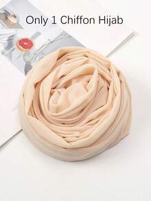 2PCS Women's Solid Color Chiffon Hijab With Matching Tube Cap Set, Comfortable Breathable Chiffon Headscarf And Premium Jersey Inner Cap, Muslim Daily Wear, Suitable For Work, Commute, Outing, Gathering, Evening Party, Prayer, All-Season Wear - 06# Beige - View 8