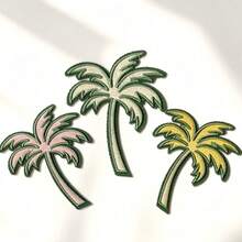 3pcs Coconut Tree Pattern Iron-On Patches - DIY Embroidery Patches, Sewable Iron-On Heart Patches, Suitable For Clothes, Jackets, Hats, Backpacks, Jeans, Decorative Badges - Ironing Style - View 2
