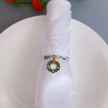 Home Decor Napkin Rings Table Decoration, Suitable For Holidays, Parties, Birthdays, Weddings, Dinners, Gatherings And Other Daily Creative Decor, Multiple Styles And Elements, Christmas Napkin Rings Metal Embossed Hammered Texture Ring Buckle, 4pcs/12pcs/102pcs Optional. - Multicolor - View 8