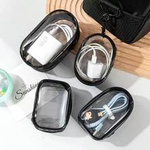 Multifunctional Clear See-Through Storage Bag With Keyring Hook, Lightweight Waterproof PVC Electronic Accessory Organizer, Zipper Carry Pouch For Charger, Earbuds, Cables, Keys, Stationery, Handbag Small Items Sorting - Multicolor - View 6