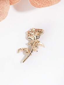 1Pc Women Gold Tone 3D Rose Flower Brooch Pin Vintage Elegant For Suit Wedding Party - Multicolor - View 3