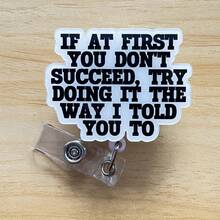 1pc Retractable D-Shaped Badge Reel Lanyard With Funny Quote Design, Nurse Hospital ID Badge Clip Office Lanyard - A - View 7
