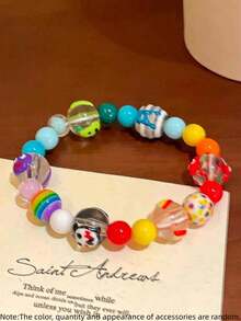 Set Gelang Manik-Manik Bintang Warna-warni Lucu Dopamine, Aksesori Perhiasan Harian dan Liburan Pantai Musim Panas untuk Anak Perempuan, Hadiah Natal, Aksesori Suasana Liburan Musim Dingin (Warna, Bentuk, dan Posisi Aksesori Acak) - MultiWarna - View 9
