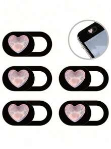 1/3/6pcs Pink Heart-Shaped Camera Lens Slider Cover, Waterproof, Shockproof, Scratch-Resistant, Full Coverage For Phone And Computer Lenses - Multicolor - View 6