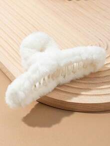 3pcs/Set Autumn/Winter Milk Coffee Color 12cm Plush Hair Claw - Multicolor - View 5