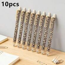 1/5/10pcs Cute Leopard Print Ballpoint Pen Set, Retractable Design, Minimalist Printed Barrel, Suitable For Journaling And Gifting, Perfect For Weddings, Valentine's Day, Back To School - A - View 9