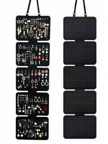 1pc Hanging Enamel Brooch Storage Board, Enamel Brooch Display Panel Hanging Storage, Foldable Brooch Hanging Storage, Badge Brooch Enamel Pin Display Page, Badge Collection Display Rack Can Hold Up To 120 Brooches, Valentine's Day, Home Decor - Black - View 9