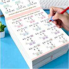100-Number Math Workbook For Kids, 64+ Pages Addition And Subtraction Practice, Two-Digit Calculation Workbook, Preschool Educational Reading And Writing Learning Toy, 3-Year-Old Children Home And School Teaching Activity Tool + Edited Translation Paragraph Comparison - Pink - View 4