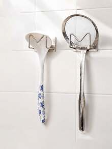 2pcs Curling Iron Holder Bathroom/Kitchen Wall-Mounted No-Drill Multi-Function Storage Rack - Multicolor - View 5