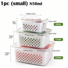 1/2/3pcs Refrigerator Fruit & Vegetable Storage Boxes With Detachable Strainer Basket And Lid - Multicolor - View 14