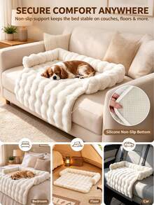 Imitation Rabbit Fur Bubble Cat Dog Bed, Thickened Pet Mat, For Small Medium Dogs - Multicolor - View 2