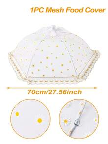1個大號可折疊網狀食物蓋，刺繡雛菊設計，直徑70cm，可重複使用防蠅食物帳篷，彈跳式家用防塵食物蓋，保持食物新鮮衛生，廚房用品，餐廳用品，適合戶外聚會、野餐、露營、燒烤與烤肉，防止蒼蠅、昆蟲與雜物污染食物，便攜式，適用於居家與戶外使用 - 小雛菊 - 查看 6