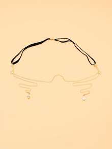outingfit 1pc Water Drop Rhinestone Pendant Eyeglass Chain, Personalized Atmosphere Influencer Photo Pose Accessory Eyeglass Frame - Gold - View 6