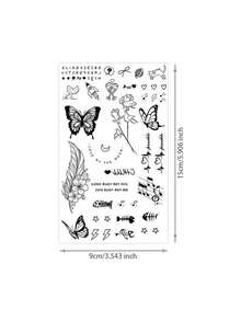 1pc Men's Temporary Tattoo Sticker,Mixed Pattern Of Butterflies, Roses, Feathers, Music Notes, Fish Bones And Texts, Realistic Tattoo Design, Suitable For Daily Wear, Bachelorette Party Favors, Music Festivals, Games, Graduation Gifts, Lasts 3-5 Days - Christmas - View 6