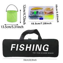 1.8m/5.9FT Telescopic Rotating Fishing Rod Set, Includes 1000 Series Pre-Spooled Rotating Fishing Reel, Tackle Box, Foldable Fishing Bucket Storage Bag, Complete Beginner Freshwater Fishing Kit - Green - View 5
