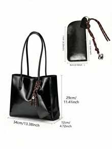 NEWHEY Medium Size Handbag/Shoulder Bag/Tote Bag Men's PU Leather Wallet With Top Handle Suitable For Commuting And Shopping - Black - View 4