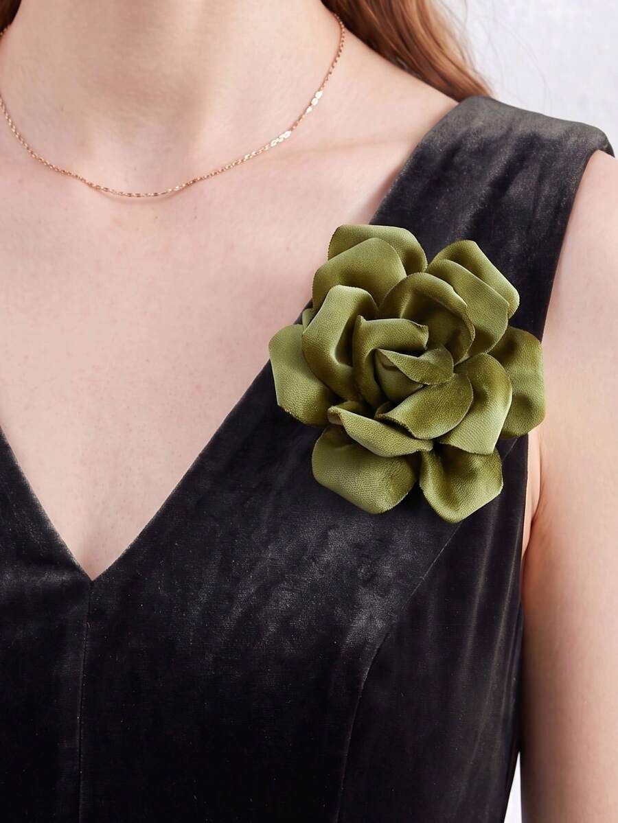Solid Color Corduroy Business Style Flower Brooch Corsage For Women, Can Also Be Used As Hair Accessory - Corduroy Flower - View 1
