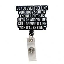 Retractable D-Shaped Badge Reel With Funny Quote Design, Nurse Hospital ID Badge Clip Office Lanyard, 1pc - A - View 3