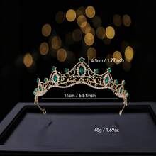 1pc Women's Fashion Princess 3D Crown Sweet Luxury Rhinestone Birthday Hair Accessory Headband - Green - View 5