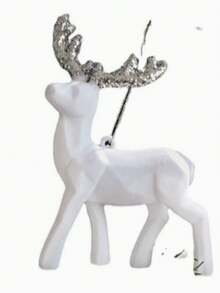 1pc Christmas Flocked Reindeer Figurine, Snowy Deer Hanging Ornament, Holiday Atmosphere Decor - Multicolor - View 5