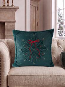 1 New Christmas Tree Star Embroidery Pillow Case, Computer Embroidered Holiday Party Pillow Cover (Pillow Insert Not Included) - Multicolor - View 8