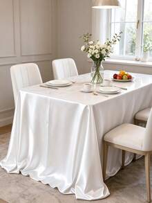 優雅白色緞面桌布，長方形光滑亮面桌布，抗皺，適用於婚禮派對宴會活動新娘婚前派對居家用餐裝飾，多色可選 - 彩色 - 查看 4