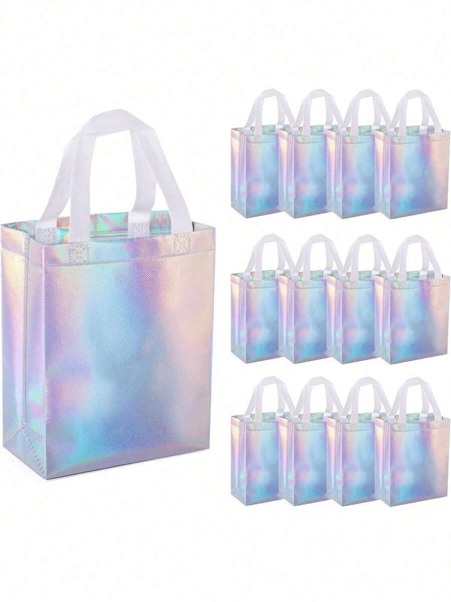 6/1pc Holographic Laser Gift Bags, Shiny Pearlescent Gift Bags, Holiday Party Gift Packaging Bags - Multiple Styles - View 1