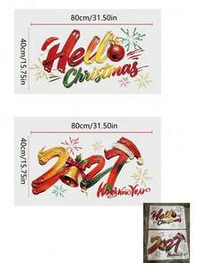 2027 Christmas Window Stickers, Party Holiday Store Home Glass Display Decoration, Holiday Decor - B - View 6