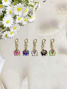 4/8pcs Colorful Rhinestone Elephant Metal Keychain, Colorful Oil-Drip Rhinestone Elephant Pendant, Lobster Clasp Bag Backpack Charm, Cute Animal Accessory, Birthday Gift, Holiday Favor, Daily Carry Decoration Gift (Random Color Rhinestone) - Multicolor - View 9