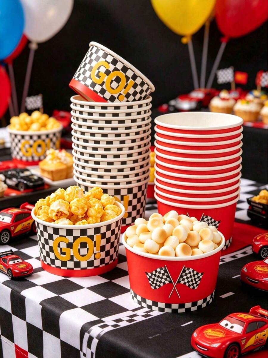10pcs Racing Flag Pattern Disposable Paper Bowls, Racing Theme Birthday ...