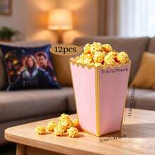 100/48/24/12個裝爆米花紙盒,尺寸 2 X 4.5 X 3 英吋迷你爆米花盒,適合電影之夜、聖誕節/萬聖節裝飾 - 粉金色 - 查看 11