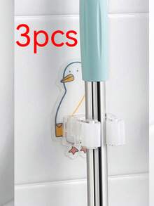 1/3pcs Cute Cartoon Mop Hooks Wall-Mounted, Self-Adhesive No-Drill Broom Holder, Multi-Purpose Storage Clips, Suitable For Mops, Brooms, Brushes, Umbrellas, Fun Animal Design, Bathroom Kitchen Storage, Cozy Home Decor - View 13