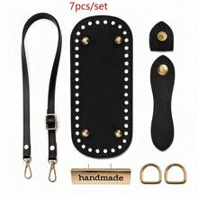 7pcs Adjustable PU Shoulder Straps, One Shoulder Bag Strap Accessories, Suitable For Crochet Bags, Straw Beach Bags, Suitable For Handbags And Wallets DIY, Knitting Enthusiasts Box Packaging Decoration Label/Handmade Bag Knitting Accessories Set With Perforated Bag Bottom + Adjustable Shoulder Strap Combination - New Model - View 3