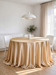1pc Satin Tablecloth, Rectangular Sequin Silk Tablecloth, Smooth Fabric, Suitable For Wedding Banquet Party Events, Champagne Color, Room Decoration - Champagne Gold - View 9